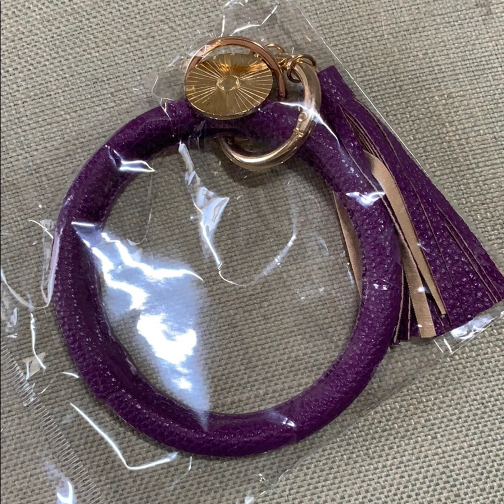 Plum purple bangle bracelet key ring keychain